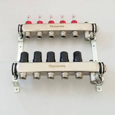 Stainless Steel Floor Heating Manifolds Set With Flow Meter , Flow Meter SS Manifold