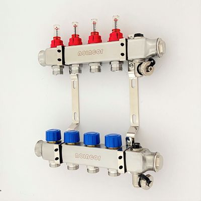 5 Port Stainless steel water underfloor heating manifold , 304 stainless steel intelligent water manifolds