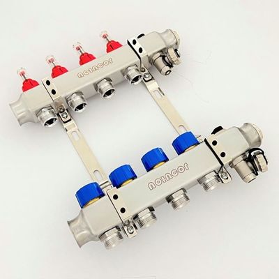 5 Port Stainless steel water underfloor heating manifold , 304 stainless steel intelligent water manifolds