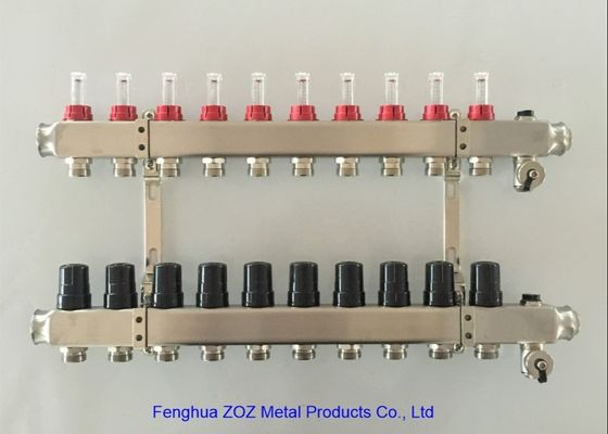 10 Port Stainless Steel 304 Underfloor Heating Manifold Set , China OEM Stainless Steel Manifold for Floor Heating