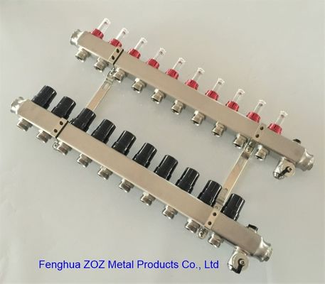 10 Port Stainless Steel 304 Underfloor Heating Manifold Set , China OEM Stainless Steel Manifold for Floor Heating