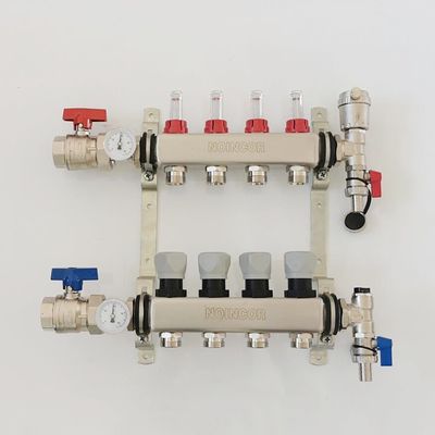 Yeraltı ısıtma sistemleri için paslanmaz çelik UFH 4 portlu manifoldler